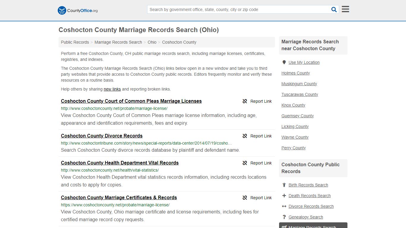 Coshocton County Marriage Records Search (Ohio) - County Office